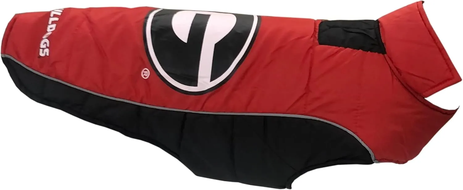 NCAA Georgia Bulldogs Puffer Vest for Dogs & Cats, Size Small. Warm, Cozy, and Waterproof Dog Coat, for Small and Large Dogs/Cats. Best NCAA Licensed PET Warming Sports Jacket