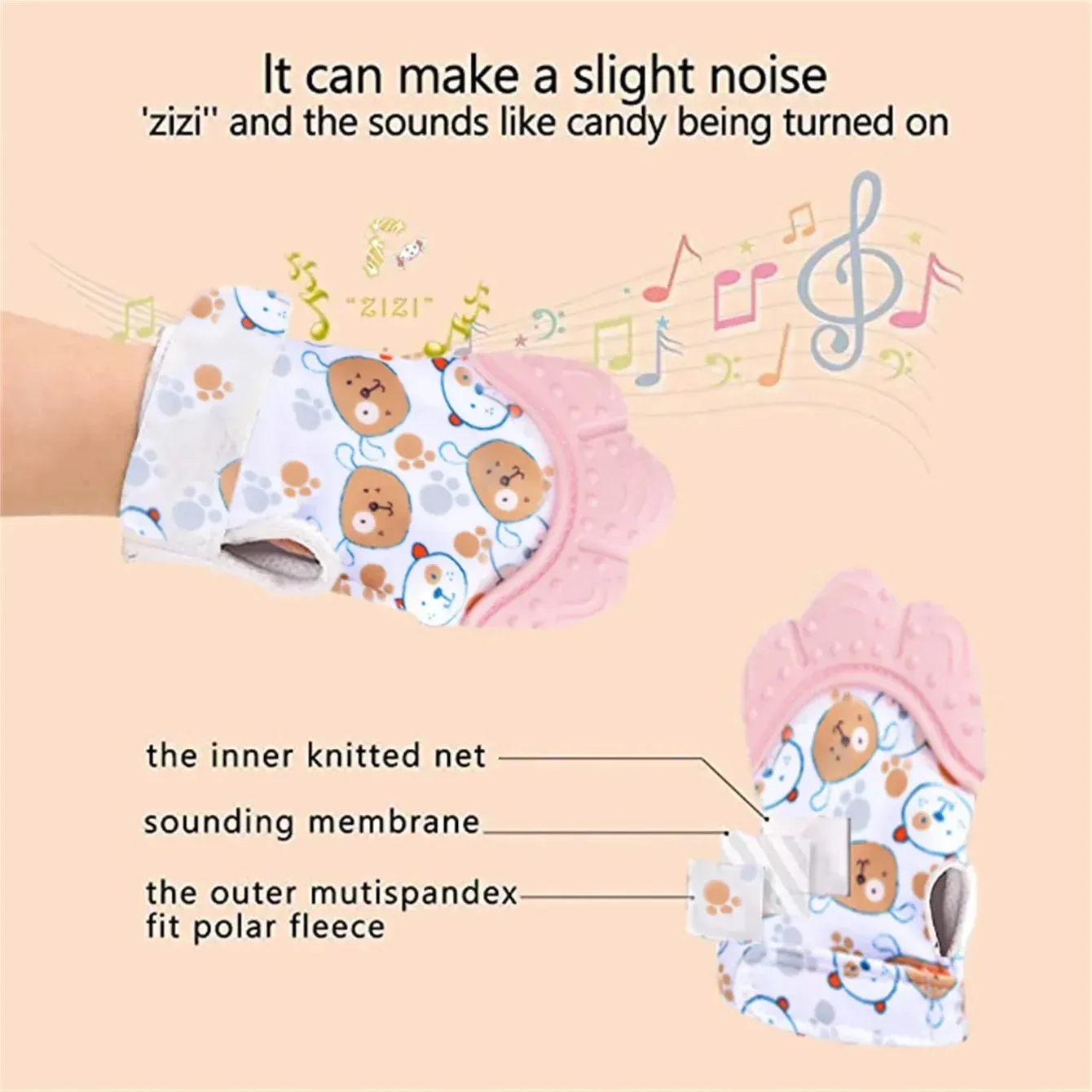 Newborn Teething Silicone Mittens Multi-Layer Breathable Chewing