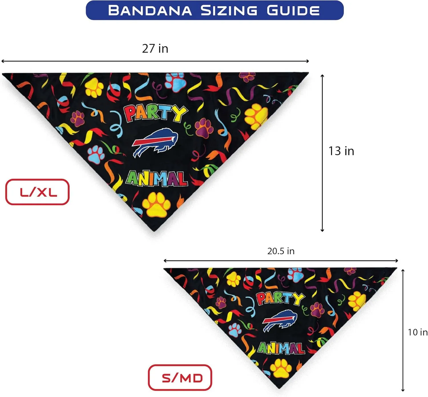 NFL Buffalo Bills Dog Birthday Party Set 8 pcs with 1 Football Bandana Large/X-Large, 1 Birthday Cake Toy & 6 B-Day Balloons, Dog Birthday Set, Costume, Fun Doggie Pawty Accessories