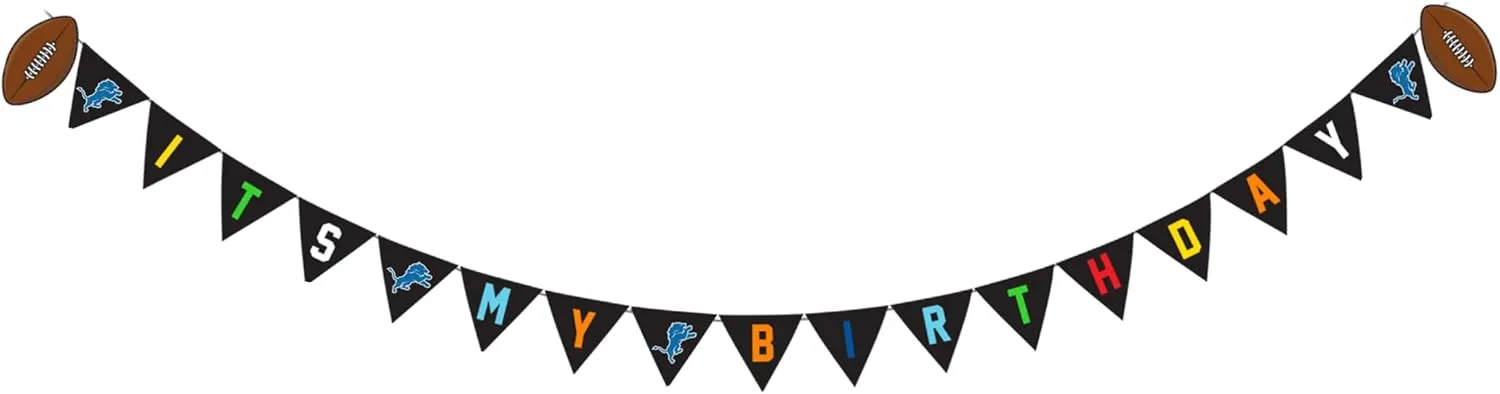 NFL Detroit Lions Dog Birthday Party Set 10 pcs with 1 Football Bandana Large/X-Large, 1 Crown Hat, 1 Banner, 1 Birthday Cake Toy & 6-Day Balloons Dog Birthday Set, Fun Doggie Pawty Accessories