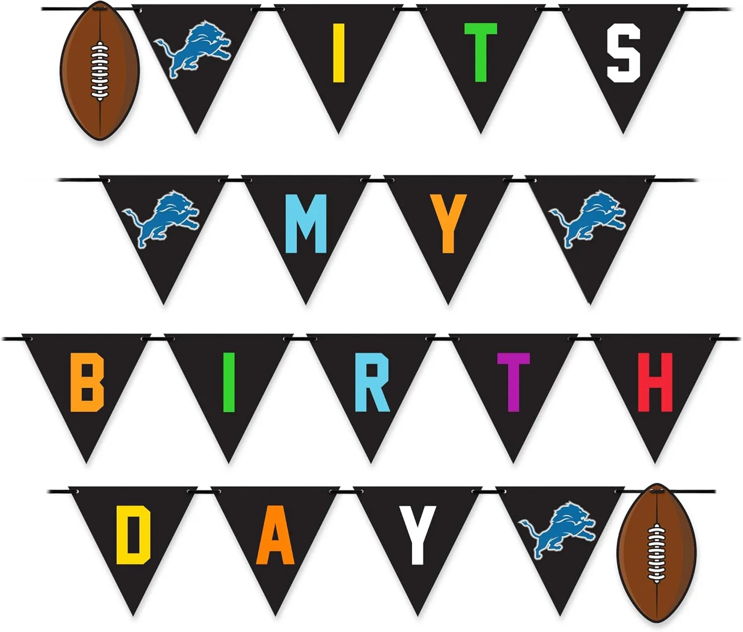 NFL Detroit Lions Dog Birthday Party Set 10 pcs with 1 Football Bandana Large/X-Large, 1 Crown Hat, 1 Banner, 1 Birthday Cake Toy & 6-Day Balloons Dog Birthday Set, Fun Doggie Pawty Accessories