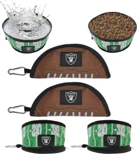 NFL Las Vegas Raiders Pets First Collapsible Dog Travel Bowl Set, 2 Pack Food and Water Bowls for Dogs, Best Portable & Lightweight Leak-Proof Dog Bowls for Travel