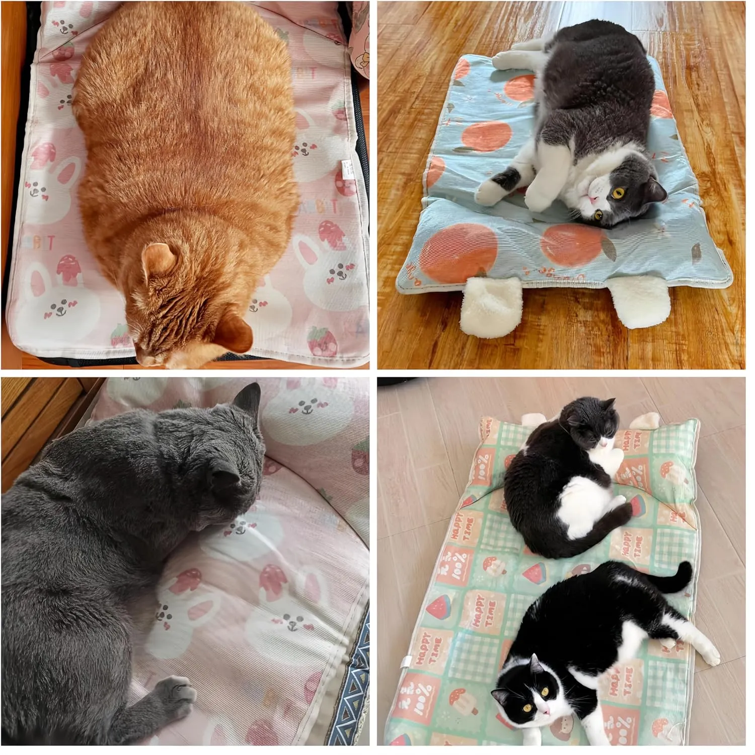 Pet Cooling Mat,Machine-Washable Pet Mat for Cats & Dogs,S/M/L Sizes for All Cats & Dogs Under 66 Lbs,with Bunny Ears Headrest (Large, Bear Rabbit)