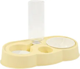 Pet Food Bowl Automatic Drinking Love Pet Bowl Dog Basin Dual-use Multi-Functional Drinking and Feeding Feeder Bowls for Feeding(Beige)