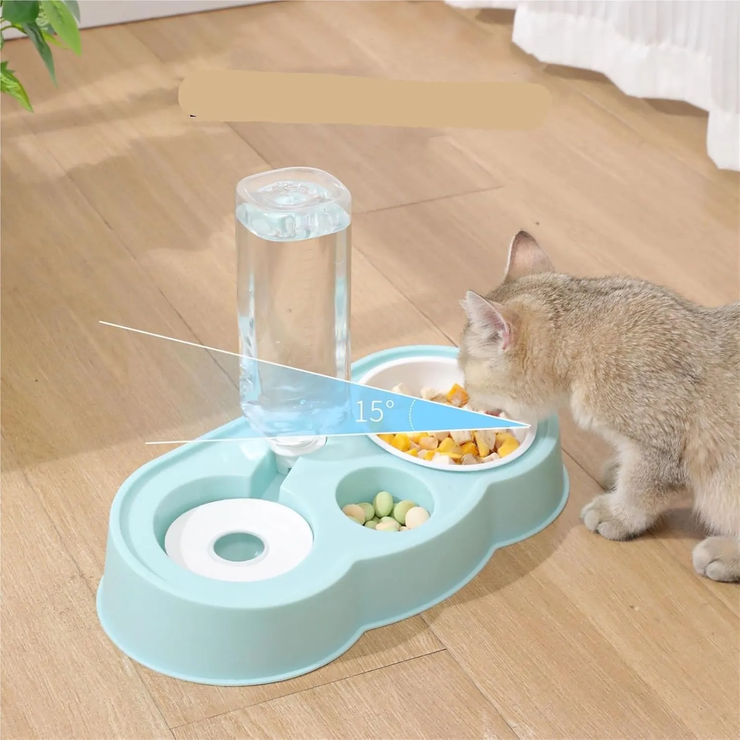 Pet Food Bowl Automatic Drinking Love Pet Bowl Dog Basin Dual-use Multi-Functional Drinking and Feeding Feeder Bowls for Feeding(Beige)