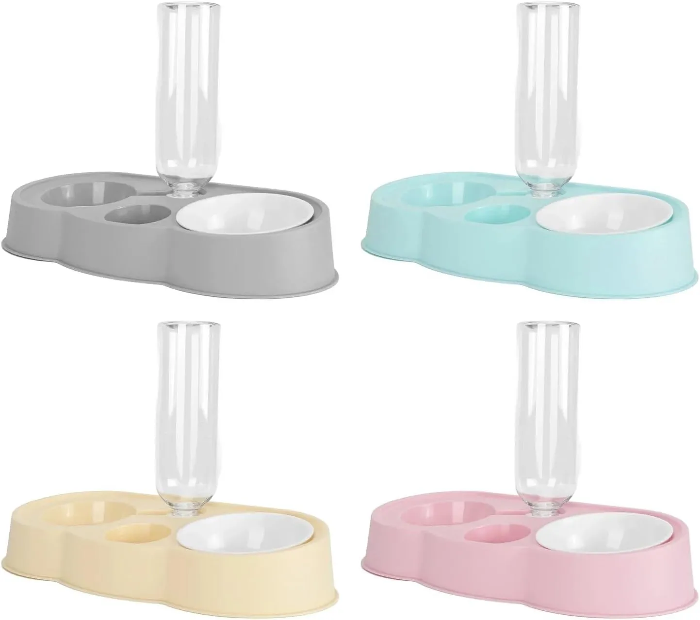 Pet Food Bowl Automatic Drinking Love Pet Bowl Dog Basin Dual-use Multi-Functional Drinking and Feeding Feeder Bowls for Feeding(Beige)