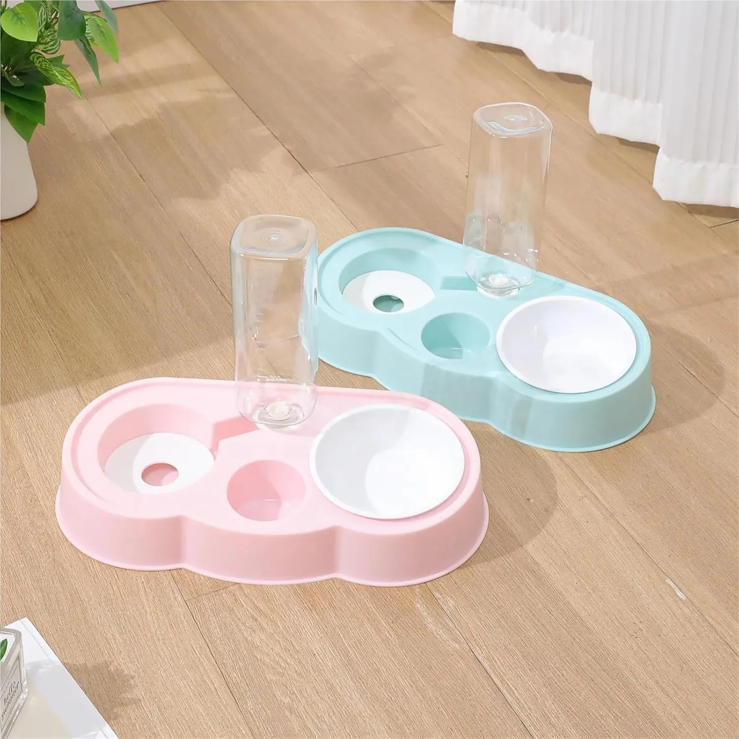 Pet Food Bowl Automatic Drinking Love Pet Bowl Dog Basin Dual-use Multi-Functional Drinking and Feeding Feeder Bowls for Feeding(Beige)