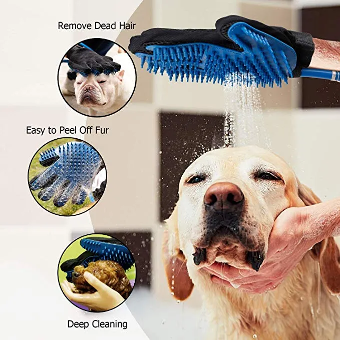 Pet Grooming Shower Bathing Spray Gloves for Dogs & Cats, Compatible with Outdoor Hose & Bath Tub