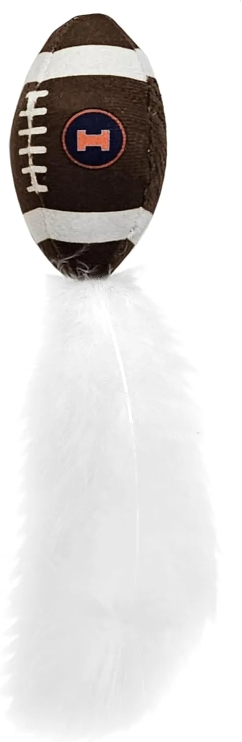 Pets First Best Plush CAT Toy NCAA Illinois Fighting Illini Complete Set of 3 Piece Cat Toys Filled with Fresh Catnip. Includes: 1 Helmet Cat Toy, 1 Football Cat Toy with Feathers & 1 Beer Bottle.