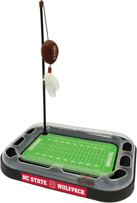 Pets First Cat Scratching Toy NCAA NORTH CAROLINA STATE Wolfpack Football Field Cat Scratcher Toy with Interactive Cat Ball Bell. 5-in-1 CAT TOY Cat Wand Poll   CATNIP FILLED Plush Football & Feathers