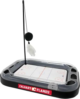 Pets First NHL Calgary Flames 5-in-1 Cat Scratching Toy with Interactive Cat Ball, Bell and Track