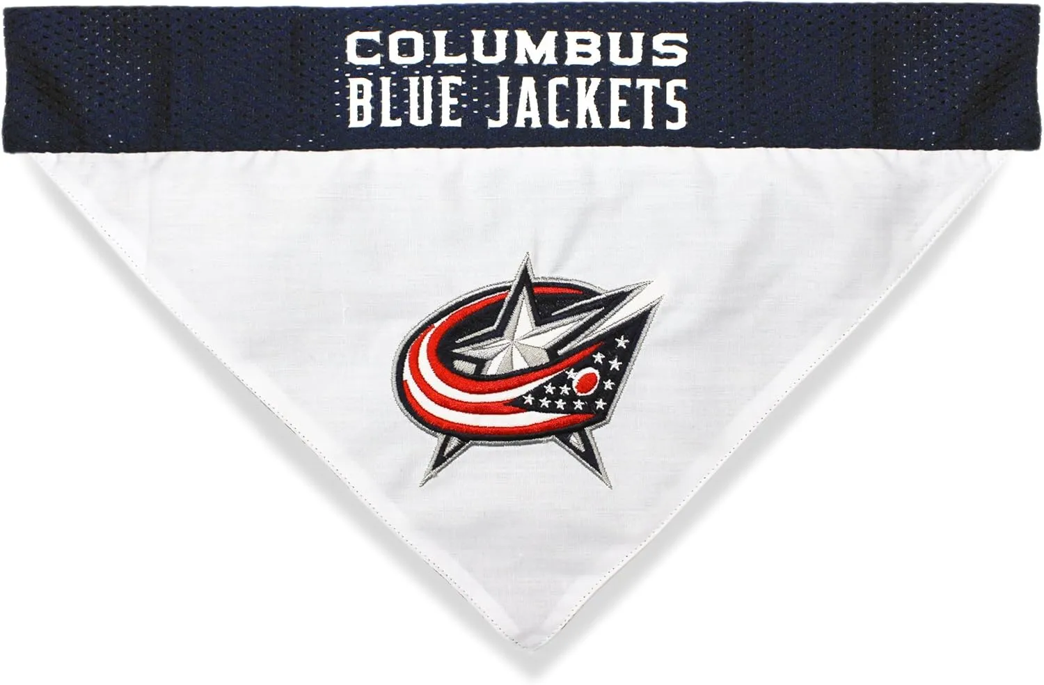 Pets First NHL Columbus Blue Jackets Reversible Dog & Cat Bandana, Small/Medium, Blue, Poly-Cotton, Mesh, Modern, Unisex, All Seasons, Machine Wash, Pull Over, Small/Large, Bandana