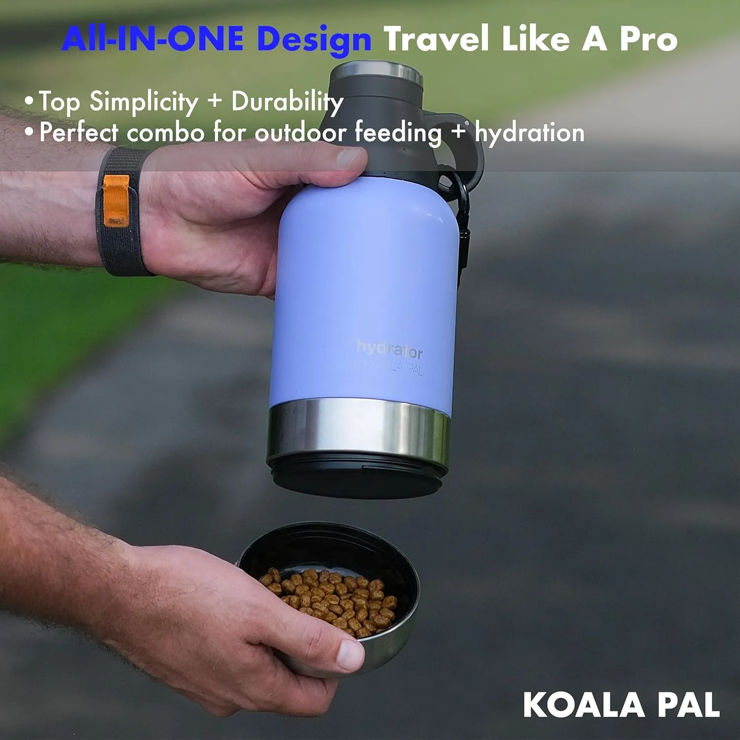 Portable Dog Water Bottle w/ Bowls, Dog Travel Water Dispenser (Lavender, 32 OZ)