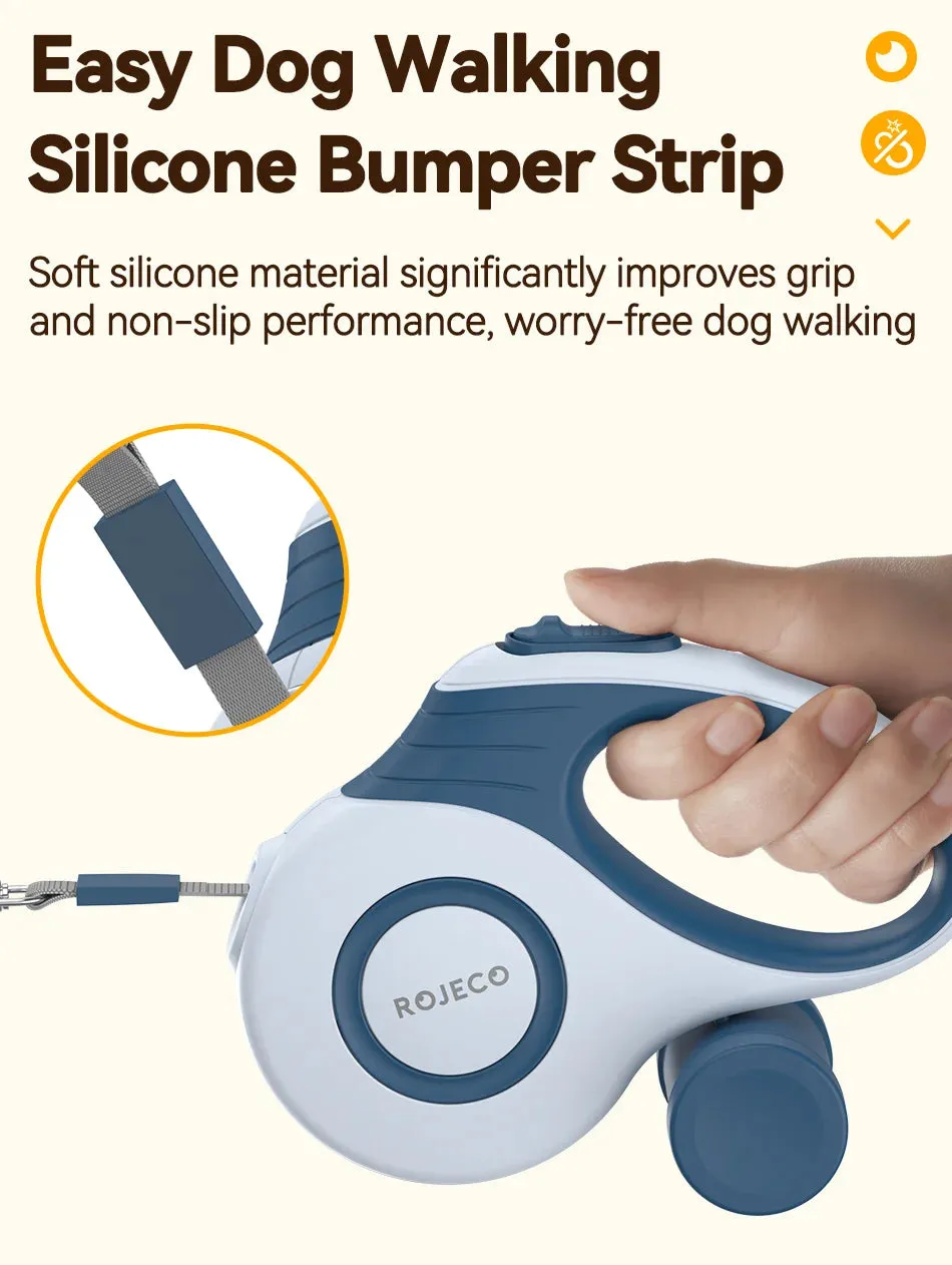 ROJECO Automatic Retractable Dog Leash for Small Dogs and Cats - Durable Nylon Rope for Outdoor Activities