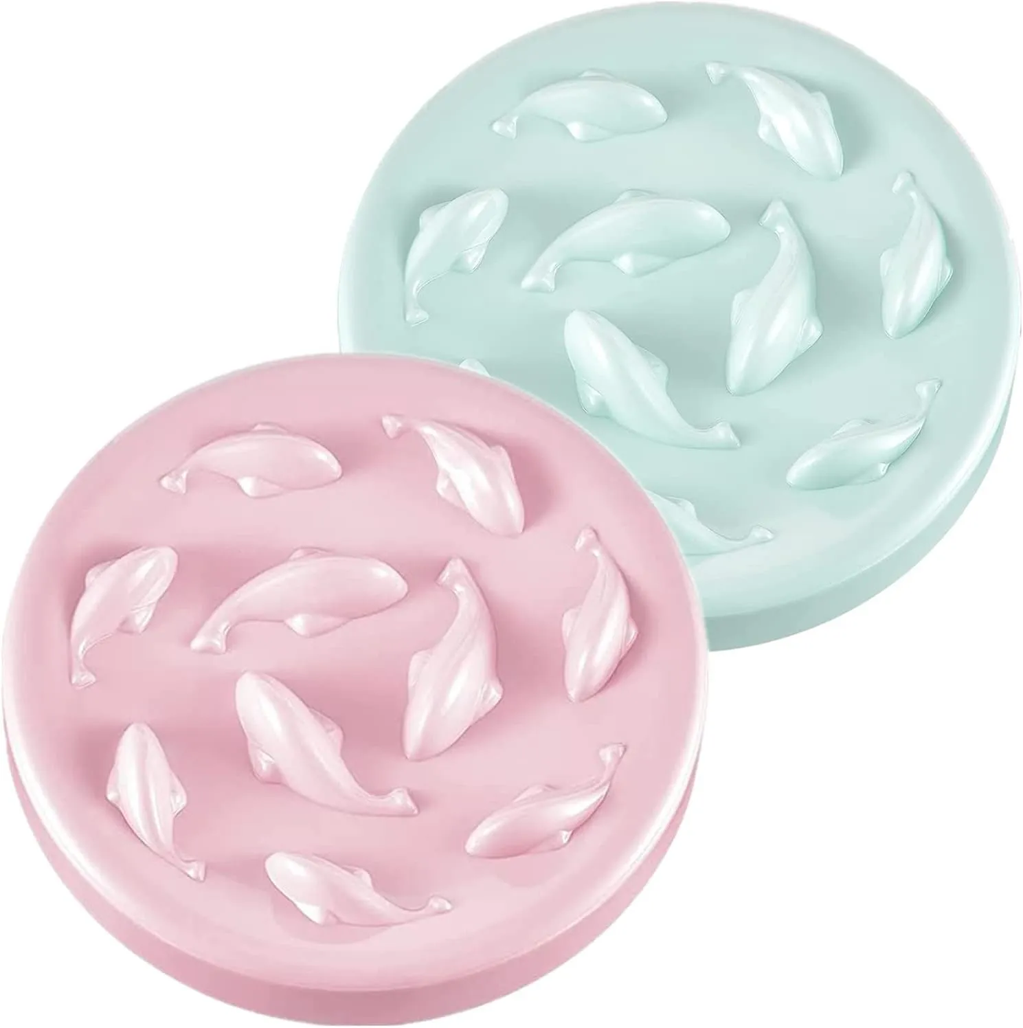 Slow Feeder for Cat Small Dog Food Bowl Melamine Puzzle Feed Dish - Preventing Feeder Anti Gulping Healthy Eating Diet (Green & Pink (2 Bowl), Small)