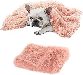 Small Puppy Blanket Dog Cat Blanket Washable Pet Mat 22x14 inches,MIOKY Plush Fuzzy Calming Blanket Super Soft Warm Couch Bed Protects Double Sided Fluffy Fleece Blanket Throw,Pink