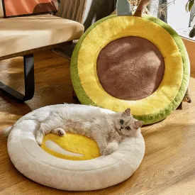 Soft Plush Cat Calming Bed Warm Fluffy Basket Round House