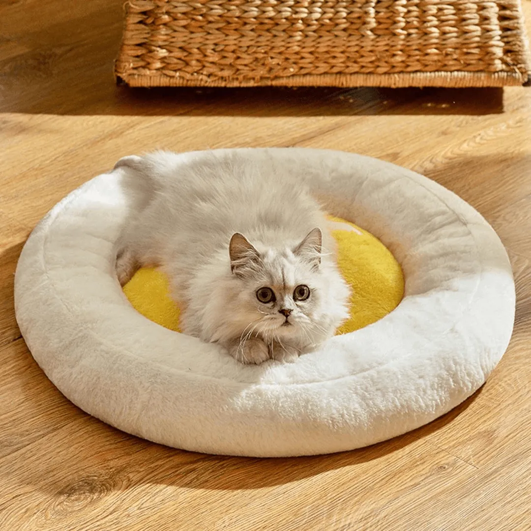 Soft Plush Cat Calming Bed Warm Fluffy Basket Round House