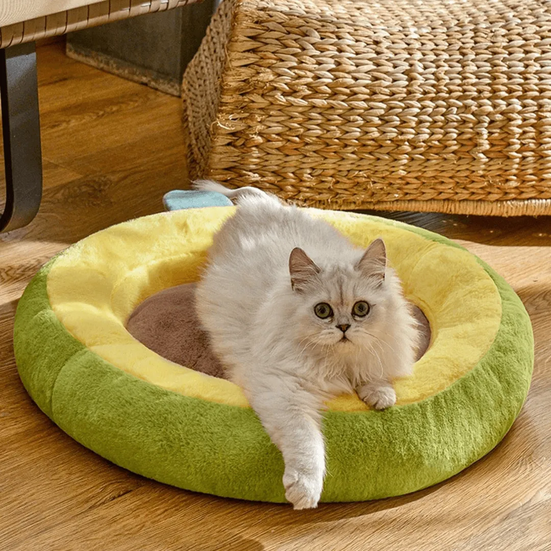Soft Plush Cat Calming Bed Warm Fluffy Basket Round House