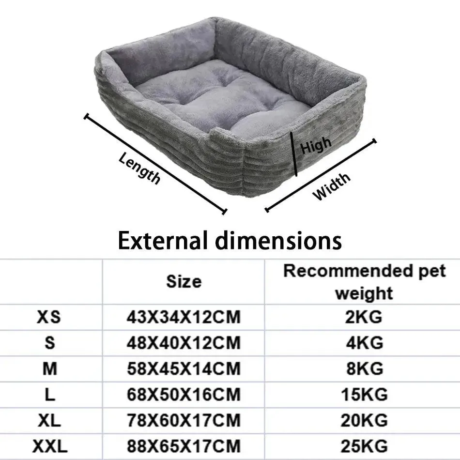 Square Plush Kennel Bed