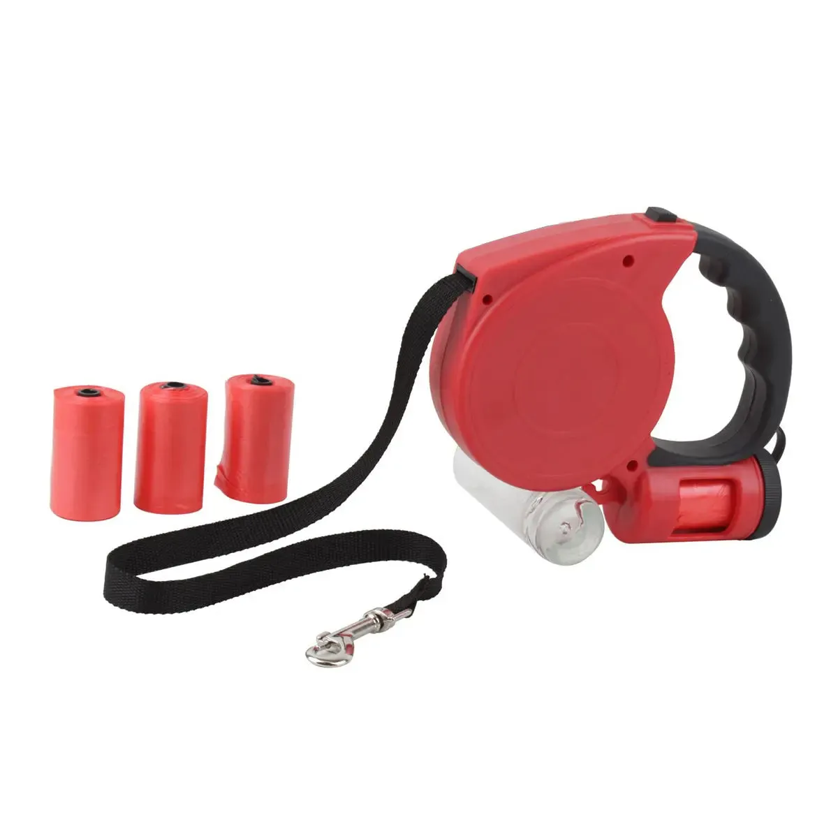 The Wires Zone 16440 Retractable 5M Dog Leash with 80 Waste Bags - Red