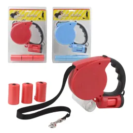 The Wires Zone 16440 Retractable 5M Dog Leash with 80 Waste Bags - Red