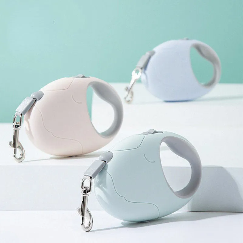 Whisker Shack Anti-Slip Retractable Leash - 3m/5m, Pink/White/Blue